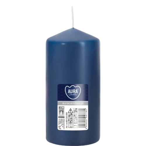 AURA sviečka valec, 12 cm, Ø 6 cm,  260 g, doba horenia 38 hodín, tmavomodrá