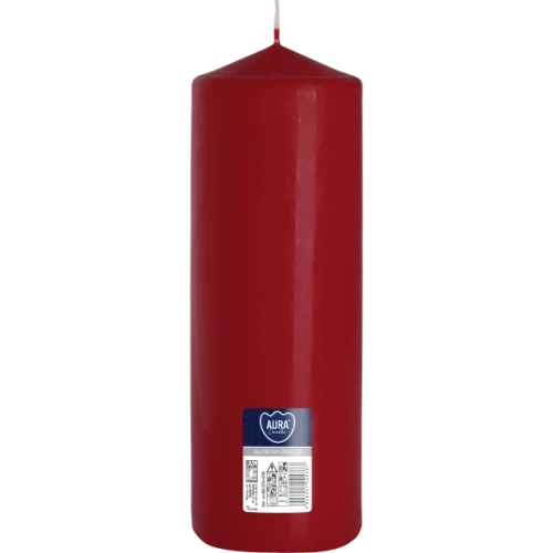 AURA sviečka valec 25 cm, Ø  8 cm, 1000 g, doba horenia 160 hodín, tmavočervená