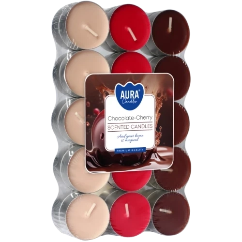 AURA Chocolate - Cherry čajové sviečky 30 ks, 11 g, doba horenia 4 hodiny