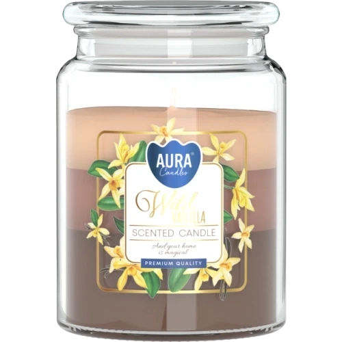 AURA Wild vanilla vonná sviečka trio, 500 g, doba horenia 100 hodín
