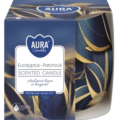 AURA Eucalyptus - Patchouli vonná sviečka, 100 g, doba horenia 20 hodín