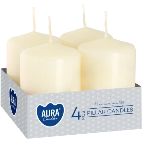 AURA Adventné sviečky 4 x 55 g, výška 6 cm, Ø  3,8 cm, doba horenia 7 hodín, slonovinová