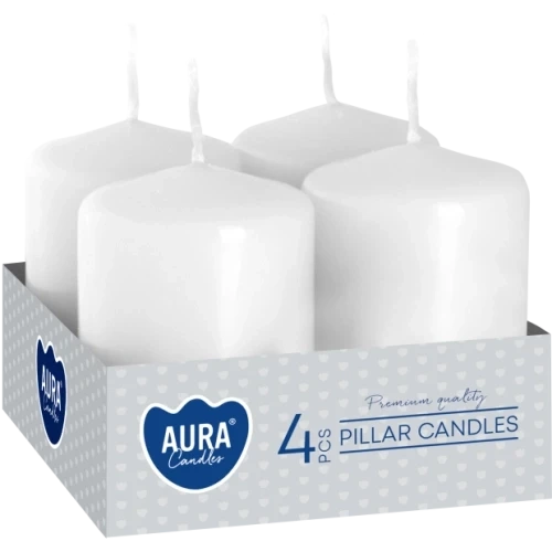 AURA Adventné sviečky 4 x 55 g, výška 6 cm, Ø  3,8 cm, doba horenia 7 hodín, biela/naturál