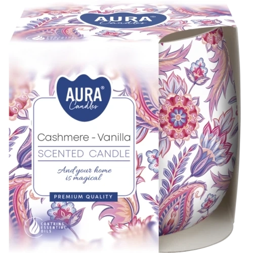 AURA Cashmere - Vanilla vonná sviečka, 100 g, doba horenia 20 hodín