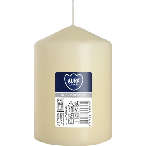 AURA sviečka valec 10 cm, Ø  7 cm, 290 g, doba horenia 44 hodín, slonovinová