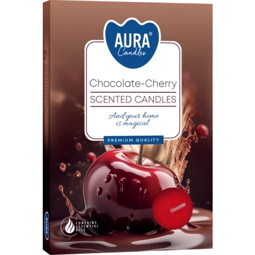 AURA Chocolate - Cherry čajové sviečky 6 ks, 11 g, doba horenia 4 hodiny