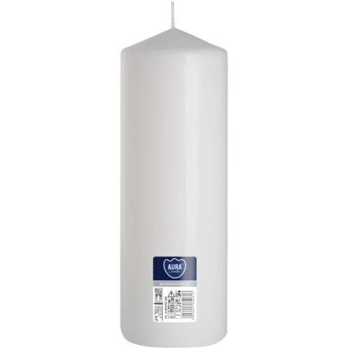 AURA sviečka valec 25 cm, Ø  8 cm, 1000 g, doba horenia 160 hodín, biela/naturál