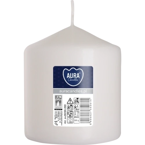 AURA sviečka valec 9 cm, Ø  8 cm, 320 g, doba horenia 38 hodín,biela/naturál