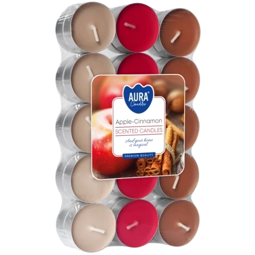 AURA Apple - Cinnamon čajové sviečky 30 ks, 11 g, doba horenia 4 hodiny