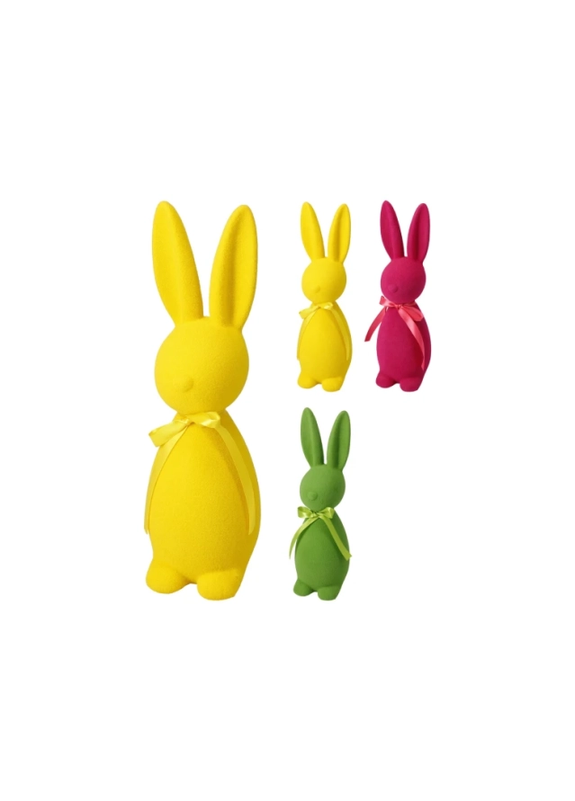 Dekorácia zajac 30 cm, flockovaný povrch