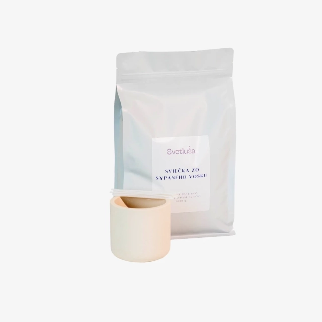 Sada na výrobu sviečok – sypaný vosk 1000g + CUP pohárik